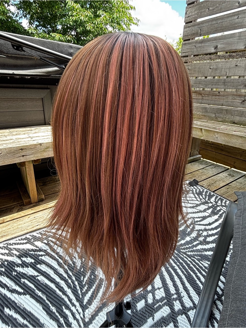 CSC NWT Synthetic Women’s Wig in Auburn with Pink Highlights